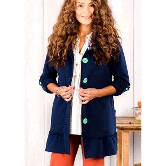 Matilda Jane Jacket Women Medium Navy‎ Blue A Million Little Things Coat Preppy - Picture 1 of 15